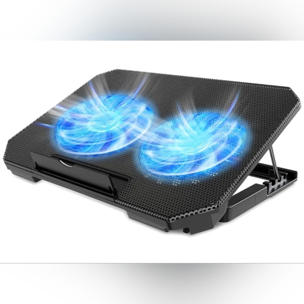 LIENS Laptop Cooling Pad with Adjustable Height Two 5.1 Inches Fan 2 USB Ports S
